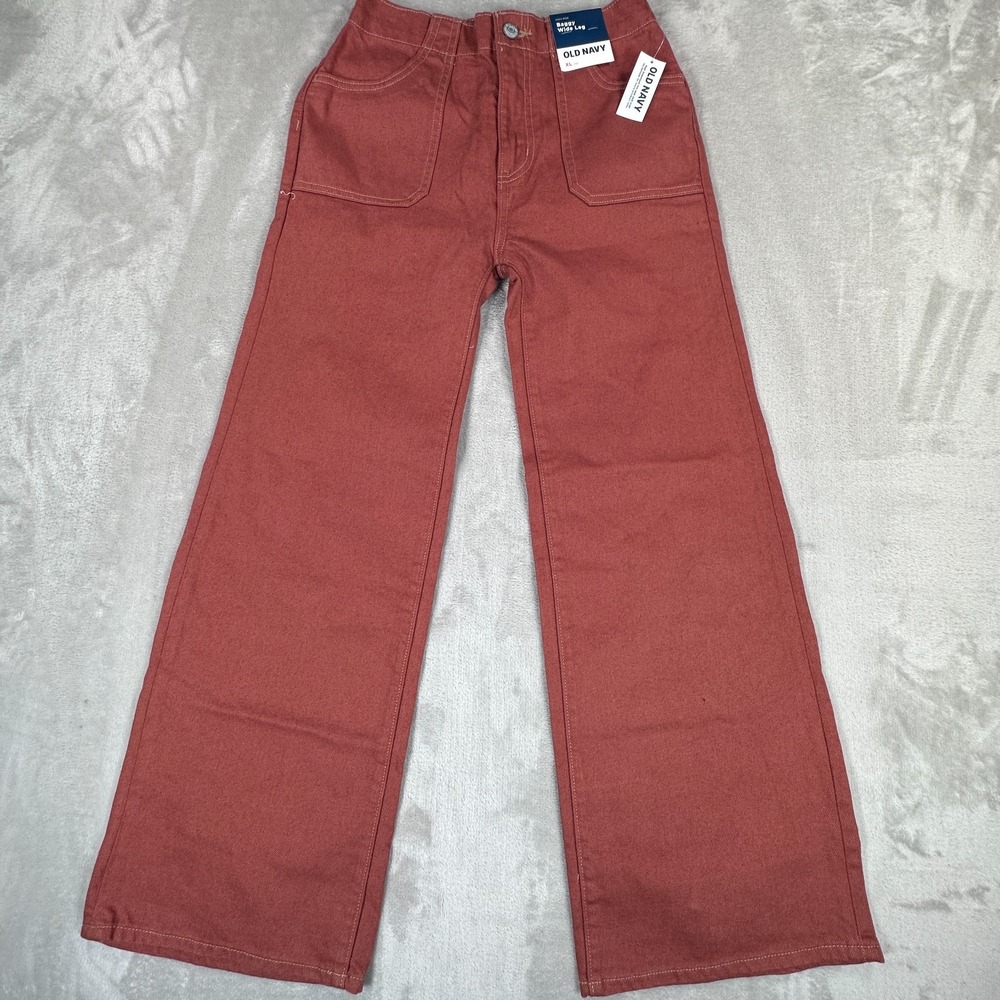 Old Navy Built In Tough Baggy Jeans Womens Size XL Rust Denim High Rise Wide Leg